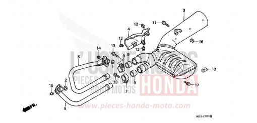 EXHAUST MUFFLER NTV650P de 1993